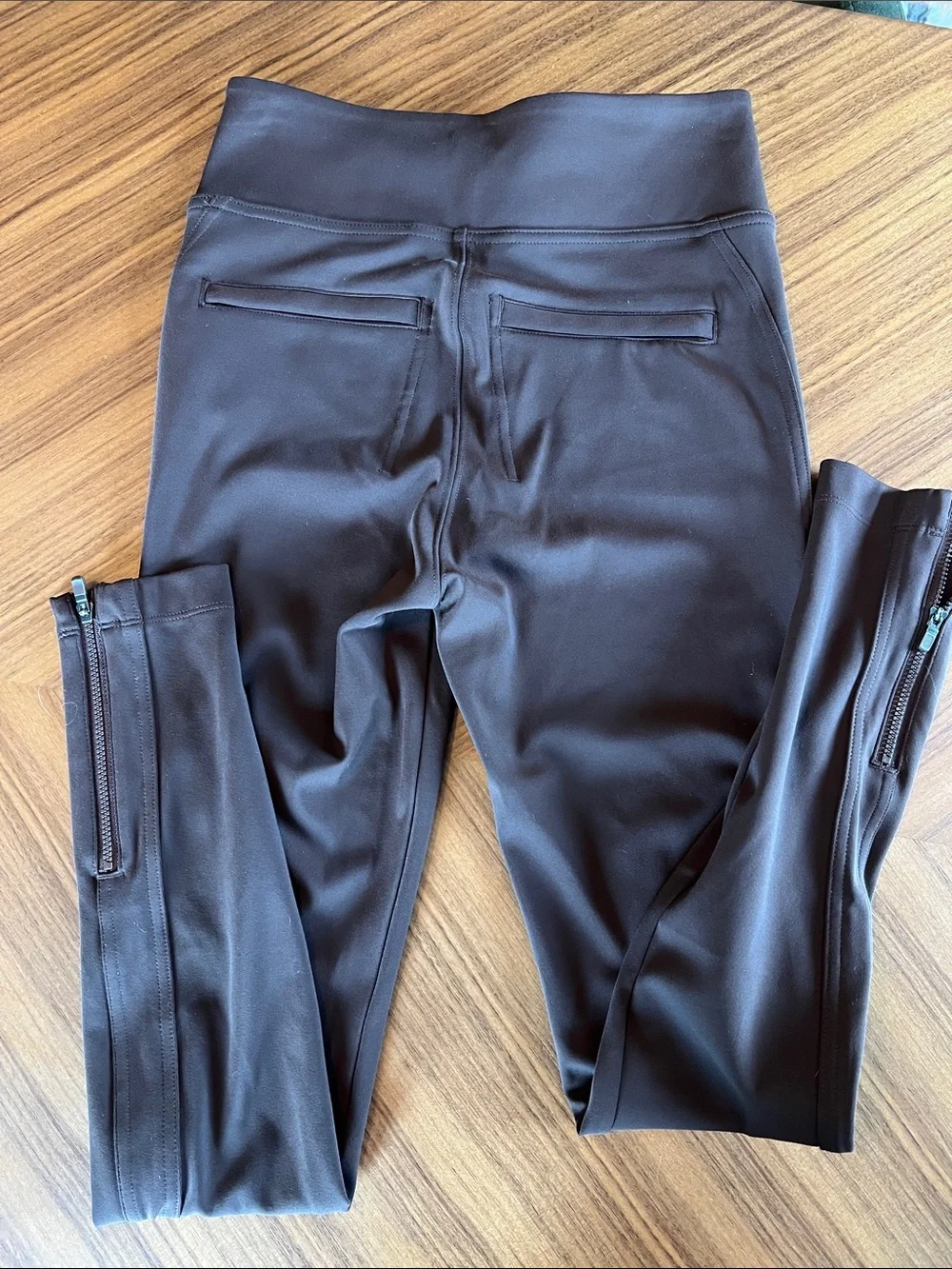 Athleta Delancey Skyline Tight Brown Ankle Zip Leggings XS brown